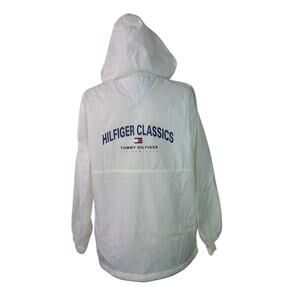 Tommy Hilfiger White 1/4 Zip Hooded   Wind Breaker Jacket Top Shirt Unisex M